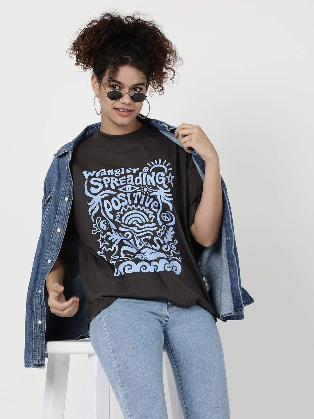 Women Graphic Print Grey Crew Neck Tshirt